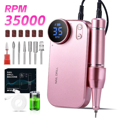 Duofu Professional Nail Drill  Portable Rechargeable Electric Nail File For Thick Acrylic Nails Salon Home Use