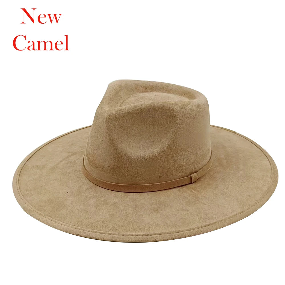Suede Fedora Painting Felt Hats for Men and Women, Hand Sewn Fedora Adjustable Fall Winter Fashion Party Hats and Gifts