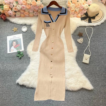 YuooMuoo Brand Fashion Summer Knitted Dress Women 2025 New Y2K Embroidery Long Bodycon Sweater Dress Streetwear Lady Vestidos
