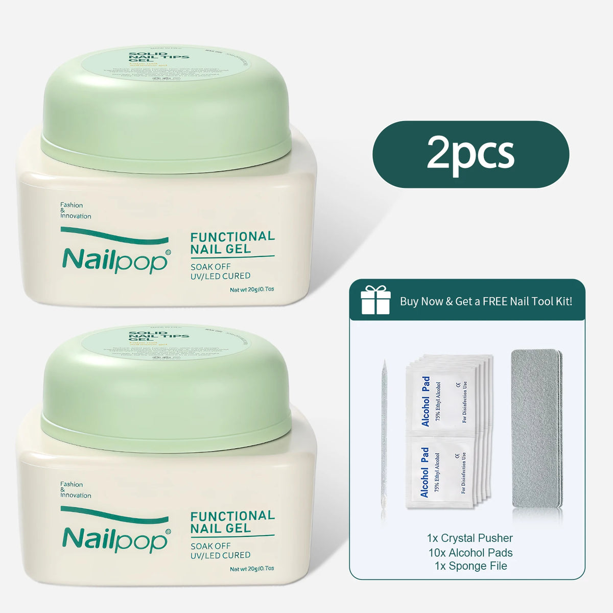 Nailpop Solid Nail Gel for Acrylic Nails Tips - Sculpting & Rhinestone Adhesive UV Gel Strong Adhesion Long-Lasting 20g
