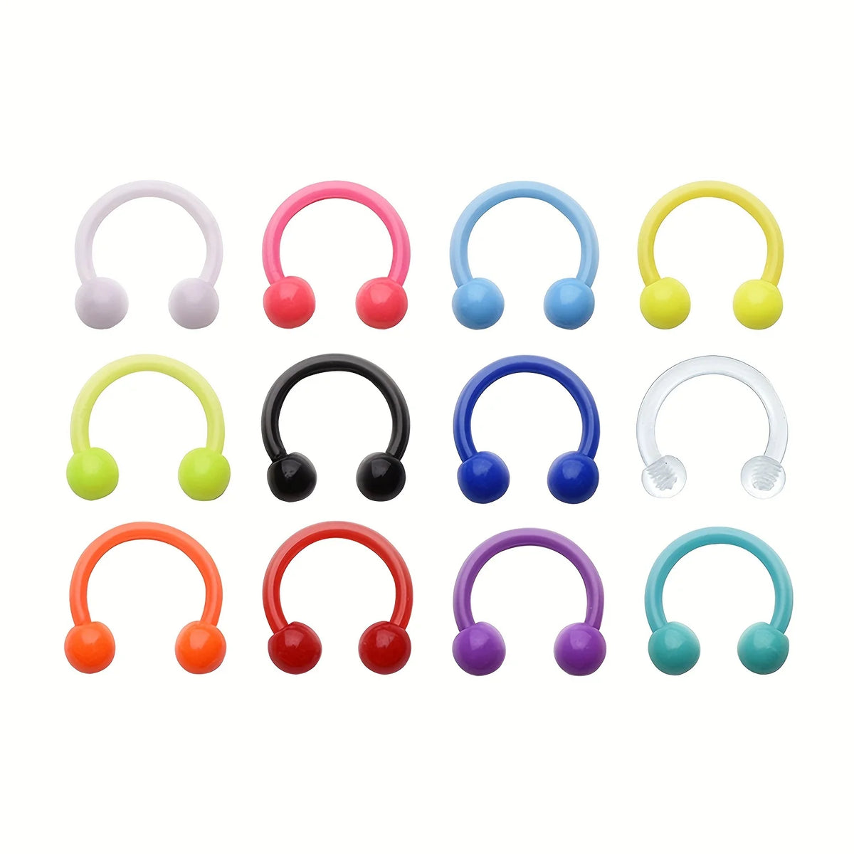 16G Bioflex Acrylic Curved Barbell Horseshoe Lip Eyebrow Rings Piercing Retainer Plastic Flexible Nose Septum Belly Piercing