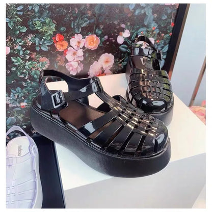 Mini Melissa – Sandales d'été romaines à bout ouvert pour femmes, semelle épaisse Matsu, chaussures de plage respirantes et décontractées pour adultes et jeunes filles