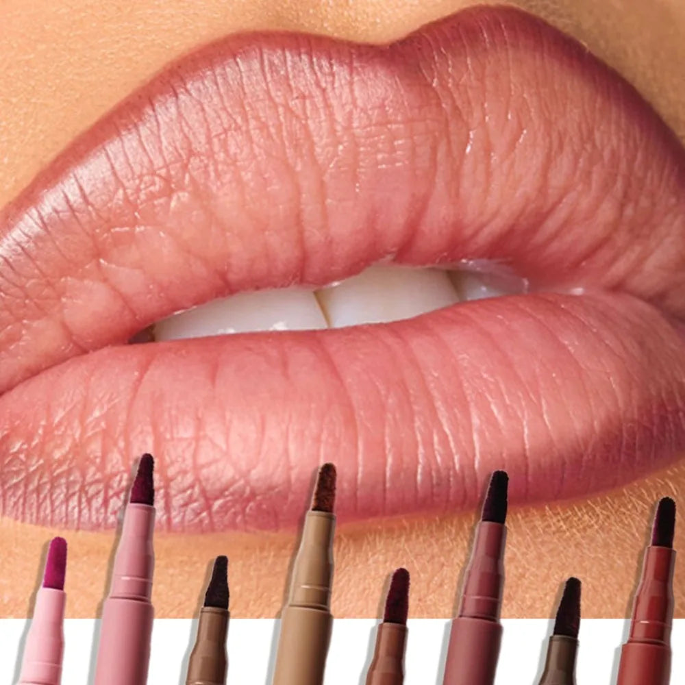 Crayon à lèvres mat imperméable Rouge Contour Teinte Rouge à lèvres Longue durée Anti-adhésif Hydratant Lèvres Maquillage 8 couleurs Velours