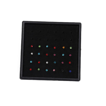 24pcs/box Crystal Nose Ring Studs Fashion Body Women Girl Jewelry Stainless Steel Surgical Steel Nose Piercing Jewelry Set