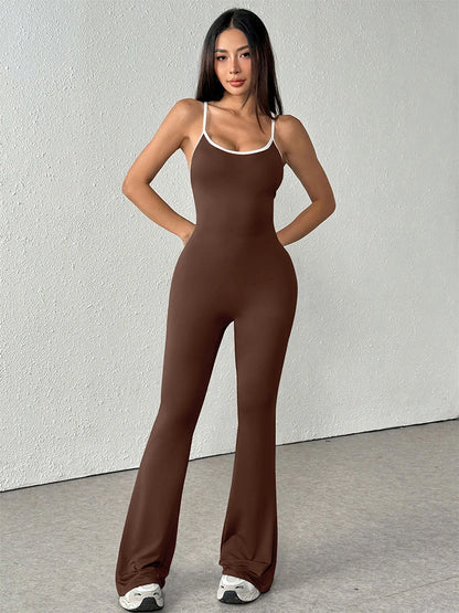 Women's Jumpsuits Streetwear Fashion Summer New Casual Slim Clothing Solid Sexy Sling Backless Elegant Female Jumpsuits Clothing