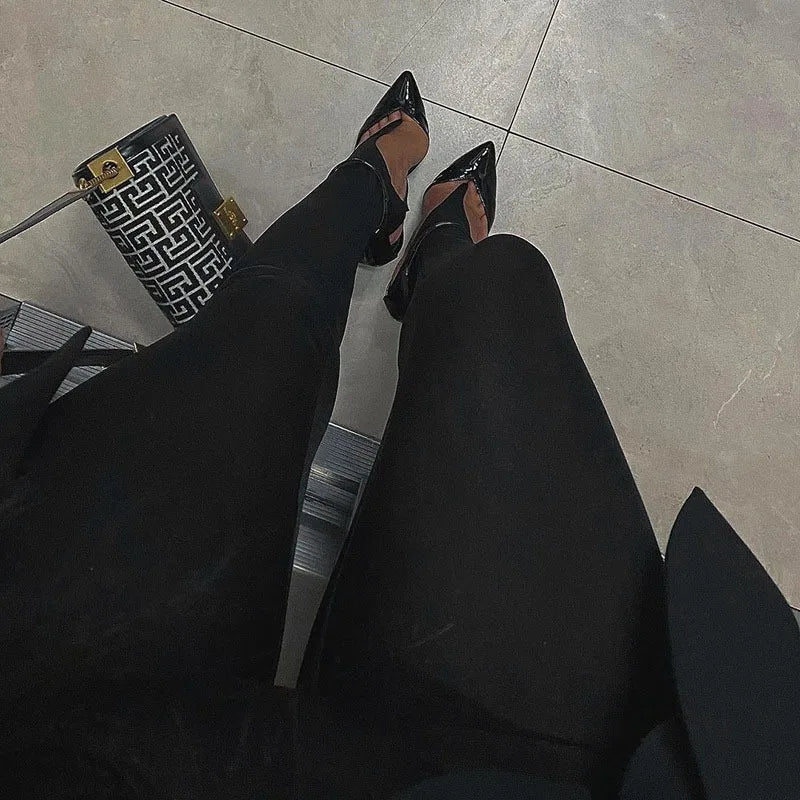 Legging Femme Noir Personnalité Nouveau Collant sans Pied avec Boucle d'Orteil Renforcée Seamless Taille Haute Remonte Fesses