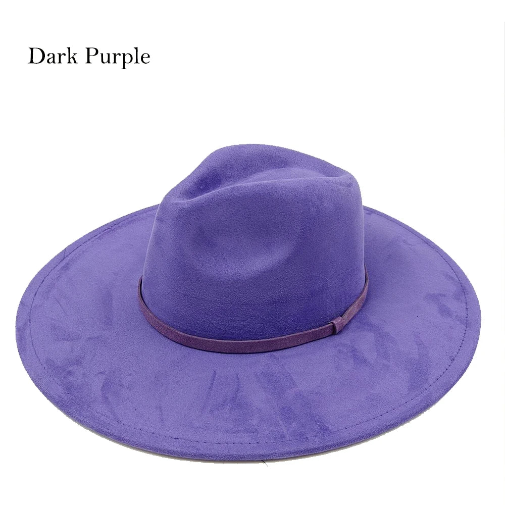 Suede Fedora Painting Felt Hats for Men and Women, Hand Sewn Fedora Adjustable Fall Winter Fashion Party Hats and Gifts