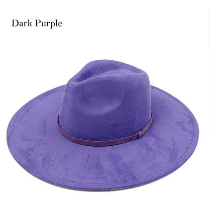 Suede Fedora Painting Felt Hats for Men and Women, Hand Sewn Fedora Adjustable Fall Winter Fashion Party Hats and Gifts