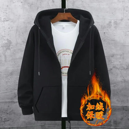 Men's And Women's American Style Hooded Zipper Cardigan Lamb Velvet Sweatshirt Autumn Winter Thickened Warm Casual Outerwear