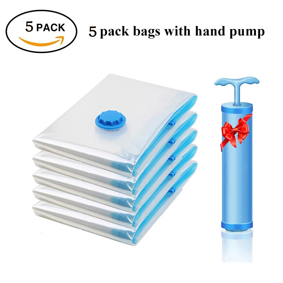 Vacuum Storage Organizer Bags, Travel Suitcases Essentials, Wardrobe Clothes Compression Packaging Sealing Bag Camping Equipment