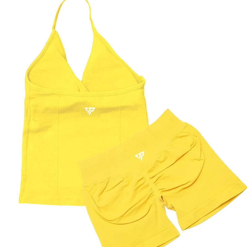 Ensembles 2 pièces Keep That Pump short haut tenues femme ensembles de yoga ensembles de sport soutien-gorge sans couture de haute qualité à lacets ensembles de sport anti-rayures
