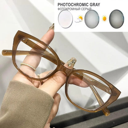 New Maillard Wind Net Red Cold Brown Cat Eye Glasses Frame Women's Plain Face Photo Frame Degrees 0~-6.00