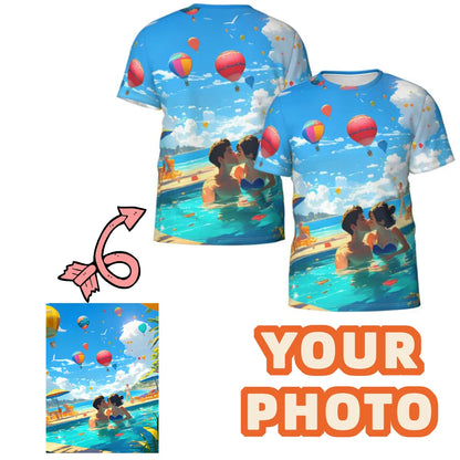 Men's couple children's T-shirt customization exclusive 3D full print top outdoor street short sleeved printed sportswear