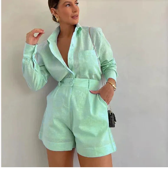 Women 2 Piece Set Outfit Women'S Vacation Fashion Casual Suit Solid Color Summer Conjuntos Para Mujeres 2 Piezas Elegantes 2025