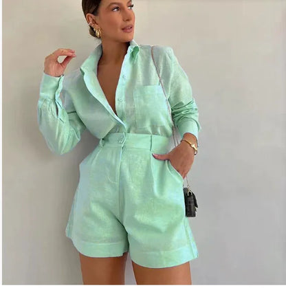 Women 2 Piece Set Outfit Women'S Vacation Fashion Casual Suit Solid Color Summer Conjuntos Para Mujeres 2 Piezas Elegantes 2025