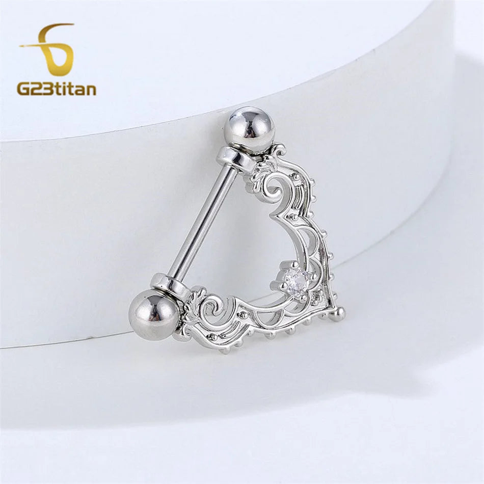 2 bagues de mamelon en zircon couleur argent hypoallergéniques 14G 16mm en titane, piercing barbell droit, bijoux de plage sexy, ornement pour femme