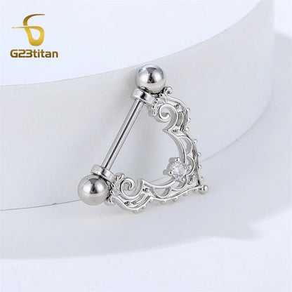 2 bagues de mamelon en zircon couleur argent hypoallergéniques 14G 16mm en titane, piercing barbell droit, bijoux de plage sexy, ornement pour femme