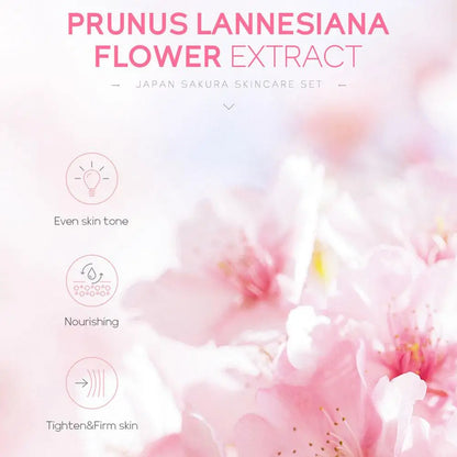 Coffret de Soins du Visage Nettoyage de la Peau Sakura Coffret de Soins pour Femmes et Filles avec Nettoyant, Tonique, Sérum Visage, Crème et Crème Contour des Yeux