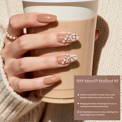 Lot de 6 vernis à ongles gel, couleur tendance thé au lait, gel UV LED pour nail art, facile à appliquer et à enlever, pour manucure à domicile ou en salon