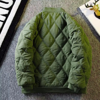 Men's Winter Warm Padded Coat Bomber Jacket Quilted Varsity Baseball Jacket Casual Loose Fit Outwear for Daily Street Work