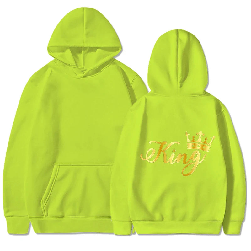 Nouveaux Sweats à Capuche Roi et Reine Unisexe pour Couples Pull à Capuche Harajuku Streetwear Manches Longues pour la Saint-Valentin