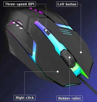 [Latest High-Quality] Ergonomic Gaming Mouse for Desktop and Laptop Computers,4-Button USB RGB Backlit Mouse