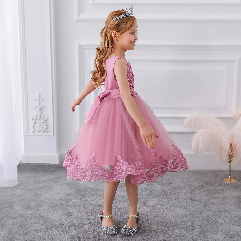 Party Dresses For Girls Flower Embroidery Beading Princess Dress For Kids First Communion Wedding Bridesmaid Birthday Party Gown