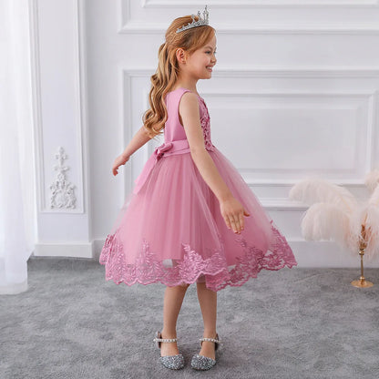 Party Dresses For Girls Flower Embroidery Beading Princess Dress For Kids First Communion Wedding Bridesmaid Birthday Party Gown