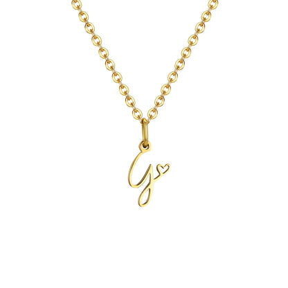 Dainty Heart Initial Necklace for Women, Gold Plated A-Z Letter Pendant, Waterproof Stainless Steel Monogram Jewelry, Personaliz