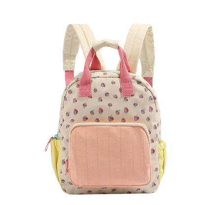 Sac à Dos Étudiant Imprimé Fraise Dopamine Grande Capacité Sac d'École Mignon pour Filles Cartable Doux pour Enfants de Maternelle