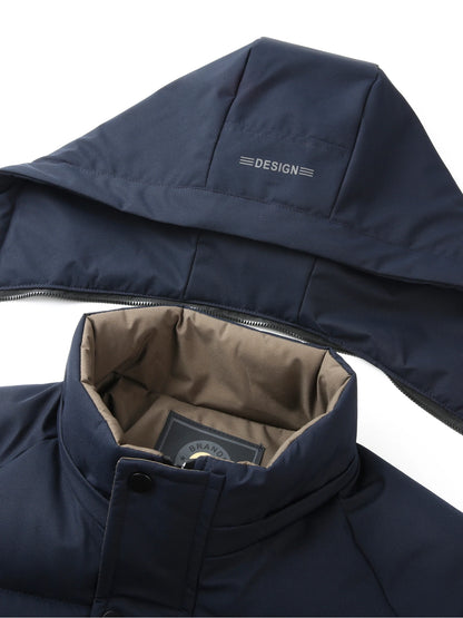 Men's warm jacket with detachable hood, casual business outdoor sports thick men's clothing, new winter style