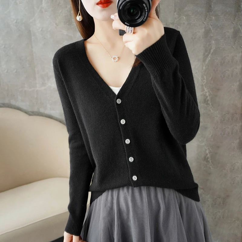 Pull ample pour femme à col en V, style vent frais et élégant