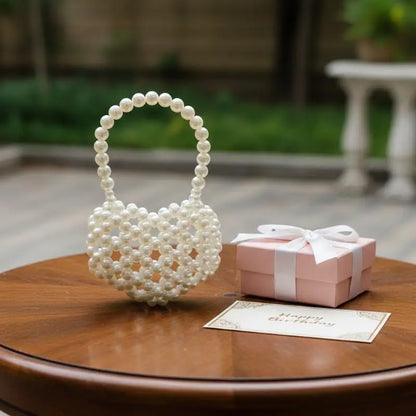 Pearl Beaded Heart Bag for Kids & Girls Sweet Love Shape Mini Fashion Handbag Cute Daily Accessory Gift Option