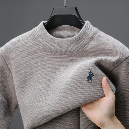 Luxury brand embroidered sweater men designer new round neck casual top winter plush thick warm knit pullover fashion men's wear