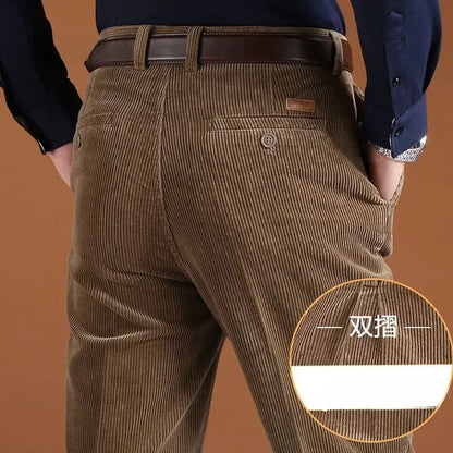 Corduroy Men Trousers Straight Thick Warm Autumn Winter Men Pants High Waist Mens Pants Plus Size 40 42 44 46