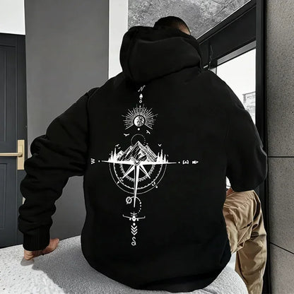 Men's Hoodies Long-sleeved Hooded Sweatshirts Compass Street Fashion Hoodie Harajuku Fashion Streetwear Classic Men Clothing