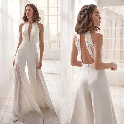 Combinaison sexy d'été pour femmes à col en V plongeant, pantalon décontracté, combinaisons pour femmes, combinaison blanche, tenues d'anniversaire pour femmes