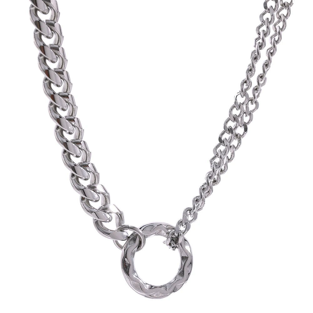 Yhpup Gold Color Chain Statement Necklace for Women Stainless Steel Metal Charm Simple Jewelry Bijoux Acier Inoxidable Femme