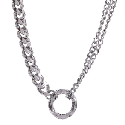 Yhpup Gold Color Chain Statement Necklace for Women Stainless Steel Metal Charm Simple Jewelry Bijoux Acier Inoxidable Femme