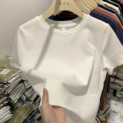 Femmes T-shirt Filles T-shirt Vêtements Femme Hauts T-shirt Femme Manches Courtes Printemps Tee Sexy Y2k Top Blanc