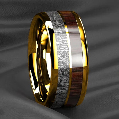 Bagues de mode en acier inoxydable argenté de 8 mm pour hommes, bagues incrustées de météorite en coquille d'ormeau rose pour hommes et femmes, bijoux de mariage