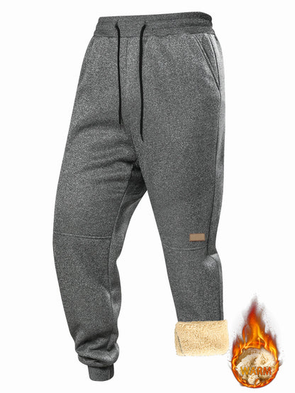 Pants for men in autumn and winter, thickened with fleece for outerwear, casual pants, warm lamb wool sports sweatpants