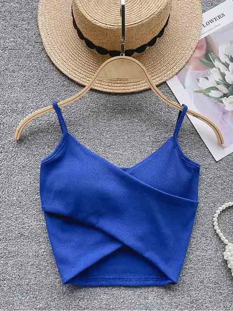 Débardeur Femme Élégant Chic et Mince, Camisole de Sport Décontractée Irrégulière, Bretelles, Couleur Unie, Tendance 2023 Y2K