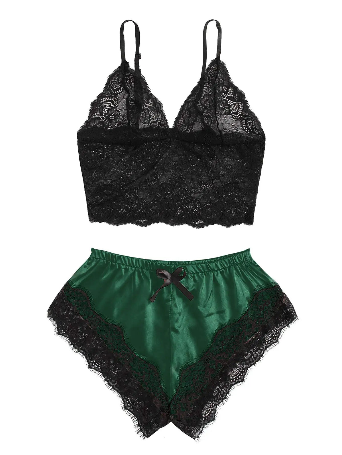 Ensemble de pyjama sexy 2 pièces en dentelle pour femme, nuisette transparente et short, vêtement de nuit respirant, grande taille, lingerie d'été.
