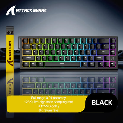 ATTACK SHARK X68HE Wired Magnetic Gaming Keyboard, 8000Hz Polling, 128K Scan Rate, 0.01mm RT, RGB, PBT Keycaps for PC Use