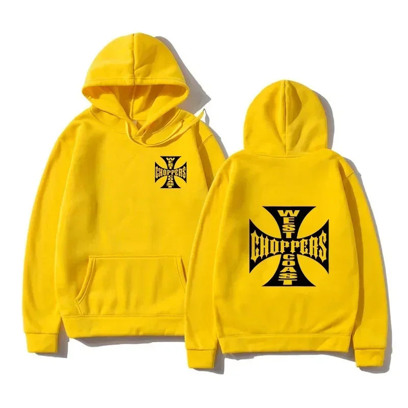 West Coast Iron Cross Choppers Printed Men's Hooded Fashion Cool Sweatshirt Unisex Fashion Fleece Oversized Hoodie Streetwear