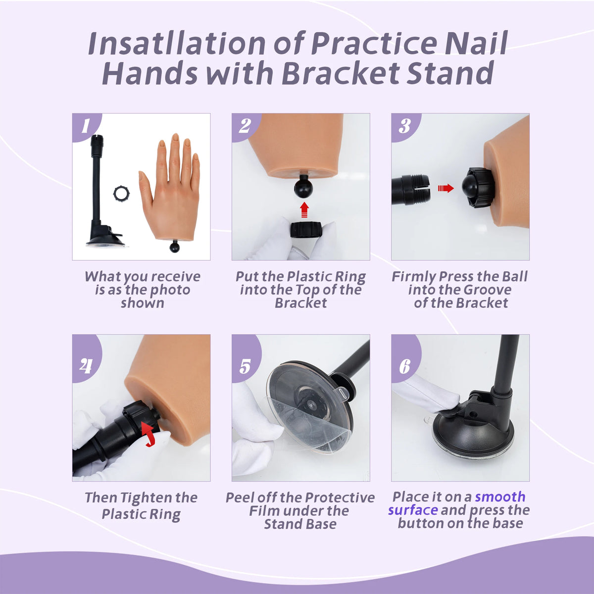 Veikmv Practice Hand for Acrylic Nails, 1:1 Silicone Flexible Fingers, Reusable Nail Training Hand, Halloween Gift Kit