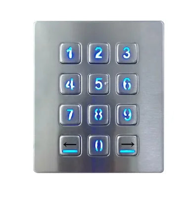 Industrial Keyboard with 12 Keys IP65 3x4 Kiosk Metal USB Keypad Stainless Steel Metallic Waterproof Slim Electric Lock Keypad