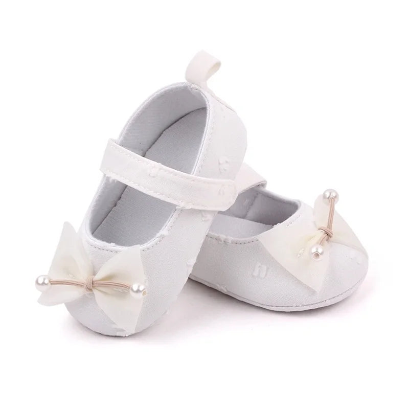 0-18months Baby Girls Bowknot Flats Soft Sole Shoes Non-Slip Princess Wedding Dress Walking Shoes For Newborn Girls