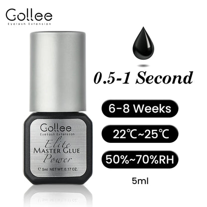 Gollee 0.5s Fast Drying Eyelash Extensions Glue 5ml Lashes Glue 6-8 Weeks Lasting Waterproof Salon Professional Eyelashes Makeup